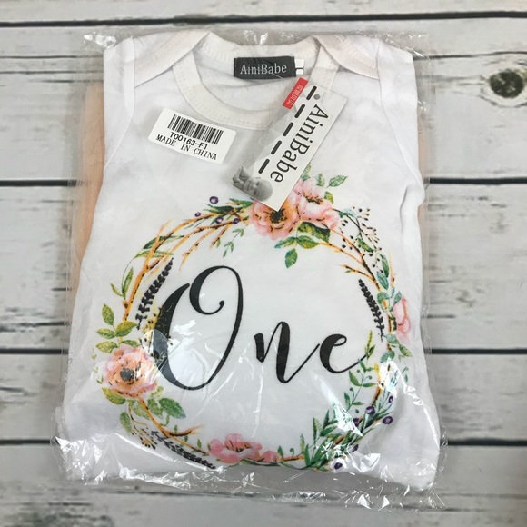 1st Birthday Outfit Onesie Tulle Skirt & Headband - Picture 8 of 8